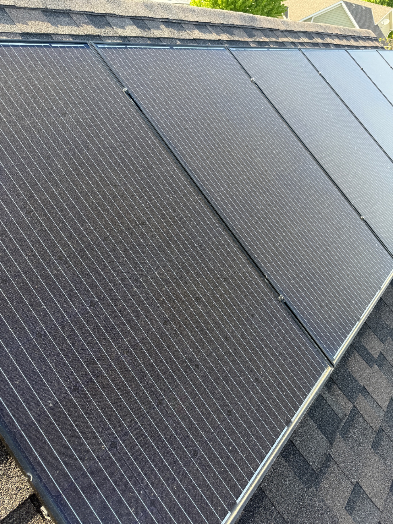 Solar panel cleaning before and after